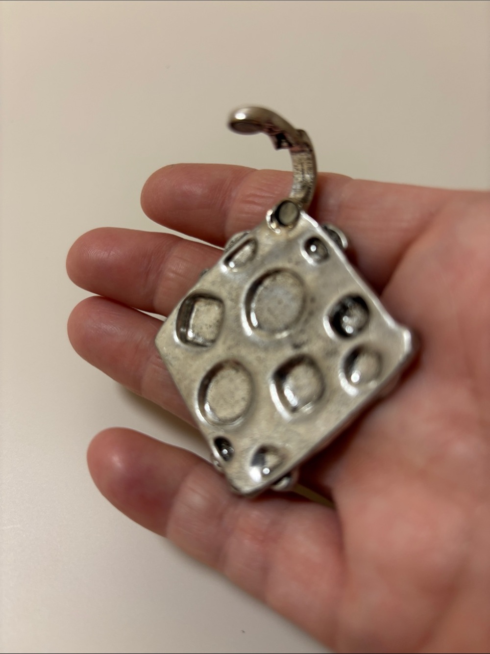 Premier Designs Silver-Tone Geometric Pendant with Olive Green Accents - Picture 4 of 4